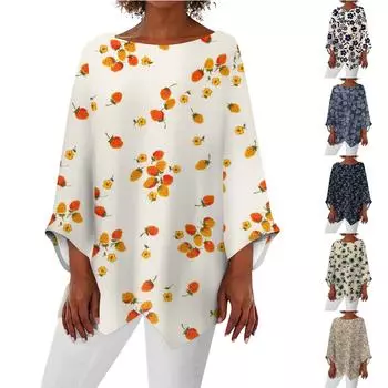 Женские топы с геометрическим принтом и длинными рукавами, дышащая рубашка с круглым вырезом S