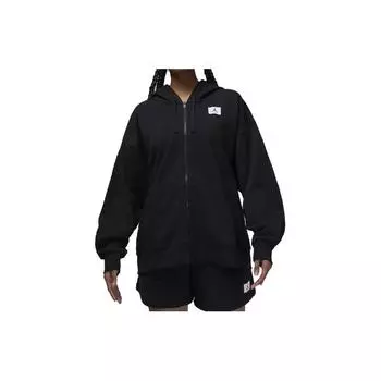 Женские топы с капюшоном Jordan Plain на молнии, черные DV1394-010 S