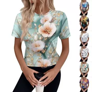 Женские топы с коротким рукавом, свободная футболка со складками и воротником S