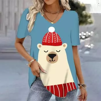 Женские топы с короткими рукавами и принтом Kawaii, модные повседневные свободные футболки для девочек, пуловеры в стиле Харадзюку, женские блузки, футболки с v-образным вырезом, топы S