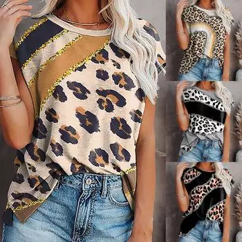 Женские топы с короткими рукавами и принтом больших размеров, футболка, блузка