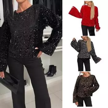 Женские топы с круглым вырезом, длинным рукавом, завязкой сзади, сексуальные топы свободного кроя, однотонные, повседневные блузки для вечеринок, повседневная одежда XL золотистый