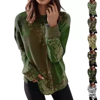 Женские топы с круглым вырезом, хлопковая женская повседневная модная блузка с длинным рукавом и круглым вырезом с цветочным принтом, пуловер XXXL жёлтый