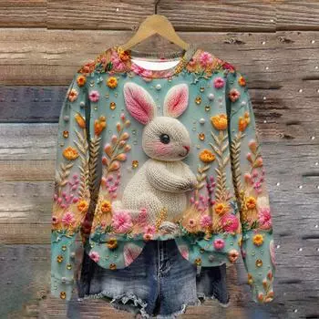 Женские топы с круглым вырезом, хлопковый женский повседневный модный пуловер с длинным рукавом и круглым вырезом M розовый