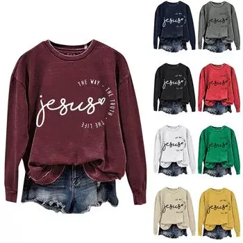 Женские топы с круглым вырезом, хлопковый женский повседневный модный пуловер с длинным рукавом и круглым вырезом