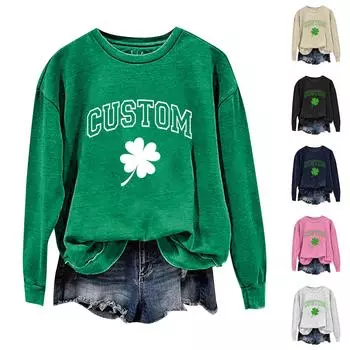 Женские топы с круглым вырезом, хлопковый женский повседневный модный пуловер с длинным рукавом и круглым вырезом L чёрный