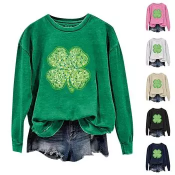 Женские топы с круглым вырезом, хлопковый женский повседневный модный пуловер с длинным рукавом и круглым вырезом L чёрный