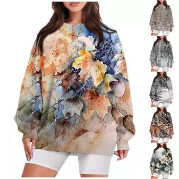 Женские топы с круглым вырезом, хлопковый женский повседневный модный пуловер с длинным рукавом и круглым вырезом M