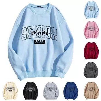 Женские топы с круглым вырезом и принтом из хлопка, повседневная мода, длинный рукав, пуловер, топ, блузка S