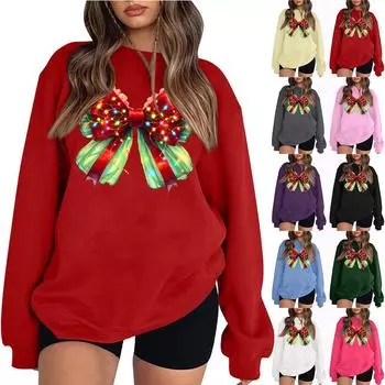 Женские топы с круглым вырезом и принтом из хлопка, повседневная мода, длинный рукав, пуловер, топ, блузка XL чёрный