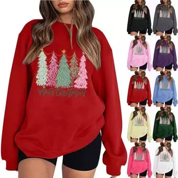 Женские топы с круглым вырезом и принтом из хлопка, повседневная мода, длинный рукав, пуловер, топ, блузка XXL чёрный