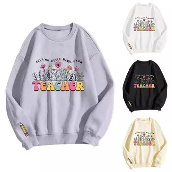 Женские топы с круглым вырезом и принтом из хлопка, повседневная мода, длинный рукав, пуловер, топ, блузка XXL