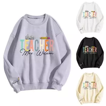 Женские топы с круглым вырезом и принтом из хлопка, повседневная мода, длинный рукав, пуловер, топ, блузка XL чёрный