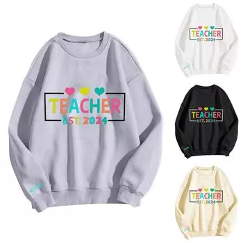 Женские топы с круглым вырезом и принтом из хлопка, повседневная мода, длинный рукав, пуловер, топ, блузка L