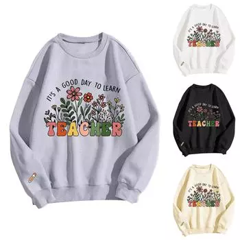 Женские топы с круглым вырезом и принтом из хлопка, повседневная мода, длинный рукав, пуловер, топ, блузка XXL хаки