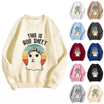 Женские топы с круглым вырезом и принтом из хлопка, повседневная мода, длинный рукав, пуловер, топ, блузка XXL красный