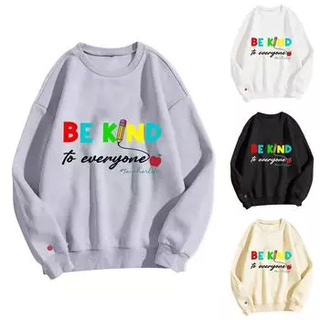 Женские топы с круглым вырезом и принтом из хлопка, повседневная мода, длинный рукав, пуловер, топ, блузка S