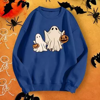 Женские топы с круглым вырезом и принтом из хлопка, повседневная мода, длинный рукав, пуловер, топ, блузка XL