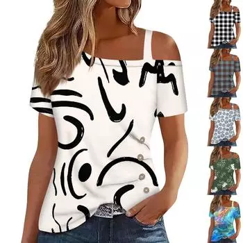 Женские топы с открытыми плечами, плиссированные футболки с асимметричным вырезом и короткими рукавами L бежевый