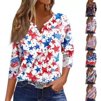 Женские топы с принтом в винтажном стиле, повседневные свободные рубашки с V-образным вырезом больших размеров XL