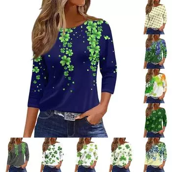 Женские топы с рукавами 3/4, цветочный принт, винтажная мода, повседневные свободные рубашки с круглым вырезом больших размеров XXL