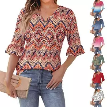 Женские топы с рукавами 3/4 и расклешенными рукавами L