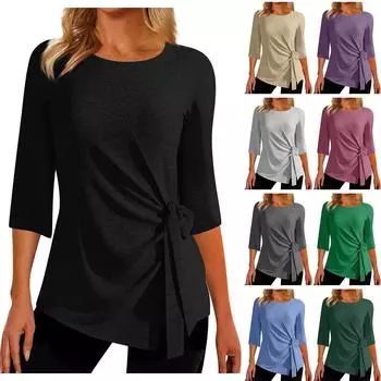 Женские топы с рукавом 3/4. Летние асимметричные футболки. Облегающие повседневные топы. Футболки. Пуловеры. Футболки. Летние топы. Топы с короткими рукавами.