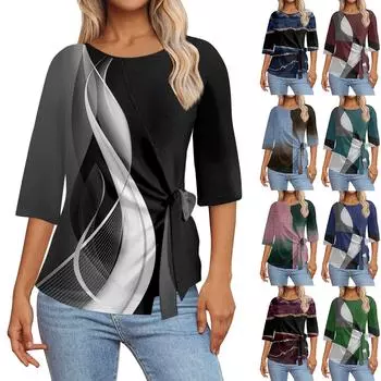 Женские топы с рукавом 3/4. Летние асимметричные футболки. Облегающие повседневные топы. Футболки. Пуловеры. Футболки. Летние топы. Топы с короткими рукавами.