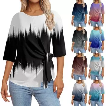 Женские топы с рукавом 3/4. Летние асимметричные футболки. Облегающие повседневные топы. Футболки. Пуловеры. Футболки. Летние топы. Топы с короткими рукавами. XL