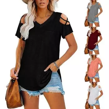 Женские топы с v-образным вырезом и короткими рукавами для тренировок, повседневные свободные футболки, блузка XXL розовый