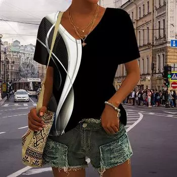 Женские топы с v-образным вырезом и короткими рукавами, черные топы с молниями, свободная футболка, повседневная блузка XS белый