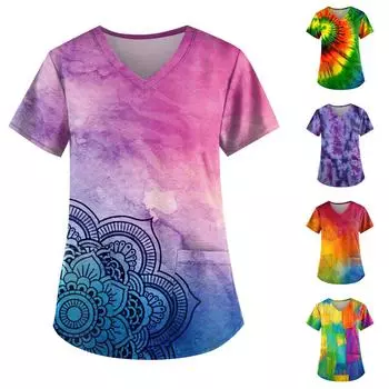 Женские топы с v-образным вырезом и короткими рукавами с персонализированным принтом, рабочие футболки L зелёный