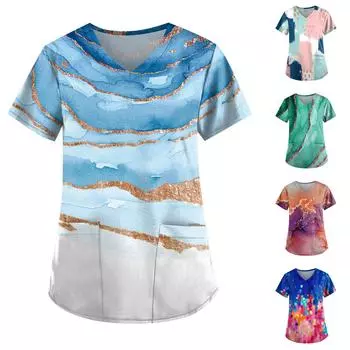 Женские топы с v-образным вырезом и короткими рукавами с персонализированным принтом, рабочие футболки L