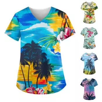 Женские топы с v-образным вырезом и короткими рукавами с персонализированным принтом, рабочие футболки XXXXXL фиолетовый