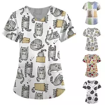 Женские топы с v-образным вырезом и короткими рукавами с персонализированным принтом, рабочие футболки XL