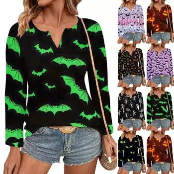 Женские топы с V-образным вырезом и длинным рукавом, повседневные футболки, свободные легкие туники, блузки, рубашки XXL