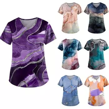 Женские топы с v-образным вырезом и короткими рукавами с персонализированным принтом, рабочие футболки L чёрный