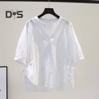 Женские топы с v-образным вырезом и половиной рукавов, рубашка на шнурке на талии, однотонная однобортная рубашка свободного покроя, топы, уличная одежда XL розовый