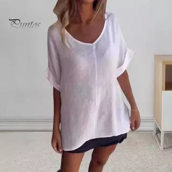 Женские топы с v-образным вырезом и коротким рукавом, однотонная футболка, свободный крой, тонкий пуловер, топы, домашняя уличная повседневная одежда L розы красного