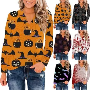 Женские топы с V-образным вырезом и длинным рукавом, повседневные футболки, свободные легкие туники, блузки, рубашки M коричневый