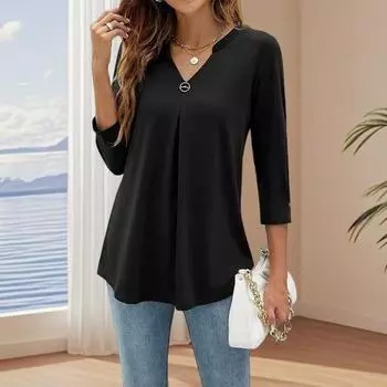 Женские топы с V-образным вырезом и пуговицами 45720, пуловеры, топы, однотонные XL белый