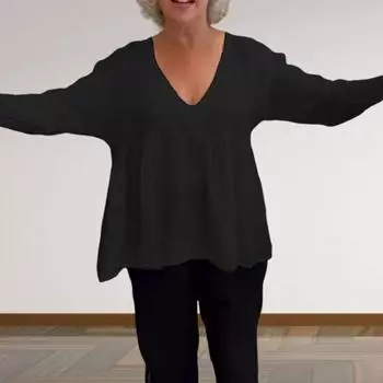 Женские топы с V-образным вырезом, рукавом 3/4, плиссированные пуловеры, свободный крой, однотонная футболка, повседневная одежда M белый