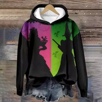 Женские топы Толстовка с принтом Круглый вырез С капюшоном Повседневная