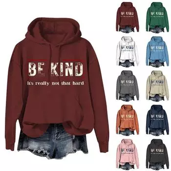 Женские топы Толстовка с принтом Круглый вырез С капюшоном Повседневная XXXL оранжевый