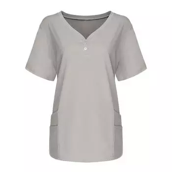 Женские топы Топы с короткими рукавами и v-образным вырезом Рабочая футболка с принтом Блузка M