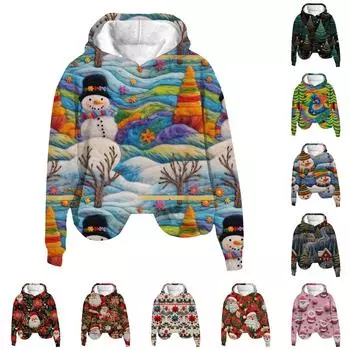 Женские топы Топы с принтом «Рождественское кольцо» Двухсекционные топы с принтом Осенние обычные топы Женские топы с принтом XL красный