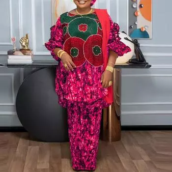 Женские топы, юбки, комплекты, большой размер, круглый вырез, расклешенные рукава средней длины M жёлтый