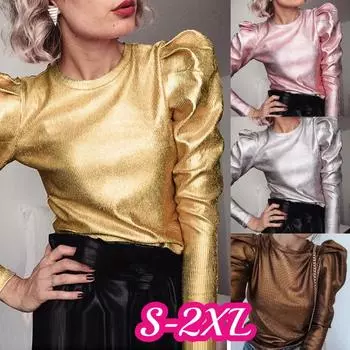 Женские топы в стиле панк с пожатыми рукавами и круглым вырезом, женские повседневные футболки, топ S коричневый