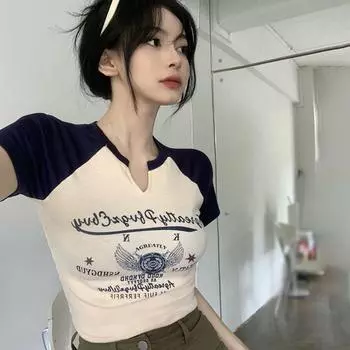 Женские топы Женские футболки с коротким передним плечом Slim Fit L