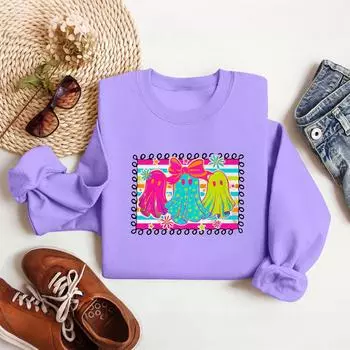 Женские топы Женский свитшот с длинным рукавом Повседневный с круглым вырезом Свободного кроя Пуловер Флисовые топы L фиолетовый